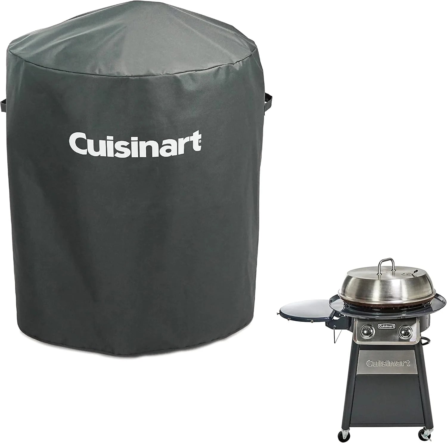 22" 360° Flat Top Outdoor Gas Grill, 30,000BTU Burner, Stainless Steel Vent Cover  Foldable Shelf(360° Griddle Cooking Center/Gas Grill + Cover， Black)