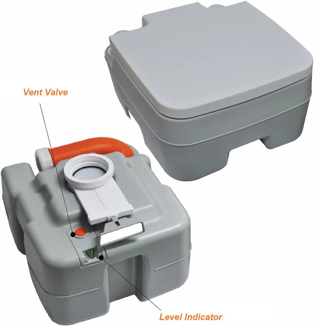 Portable Toilet with Carry Bag – Indoor Outdoor Toilet with CHH Piston Pump  Level Indicator – 5.3 Gallon Large Waste Tank – 100-120 Flushes for RV, Camping, Hiking  Boating, SLCATL320(37cm x 41cm x 35cm/Gray/Portable Toilet)