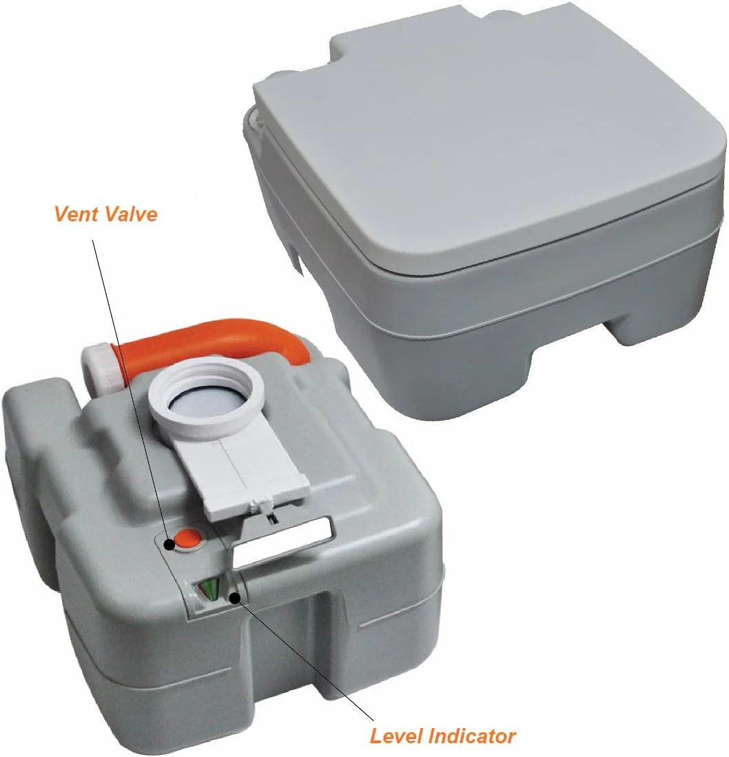 Portable Toilet with Carry Bag – Indoor Outdoor Toilet with CHH Piston Pump  Level Indicator – 5.3 Gallon Large Waste Tank – 100-120 Flushes for RV, Camping, Hiking  Boating, SLCATL320(37cm x 41cm x 35cm/Gray/Portable Toilet)