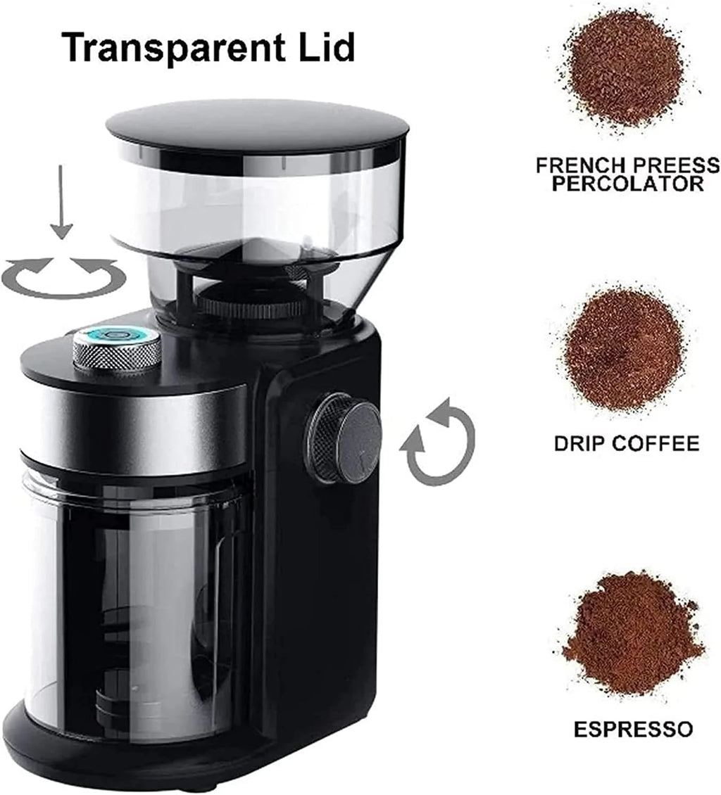 Electric Burr Coffee Grinder with 18 Grind Settings, Adjustable Burr Coffee Bean Grinder for Espresso, Drip Coffee, French Press and Percolation Coffee