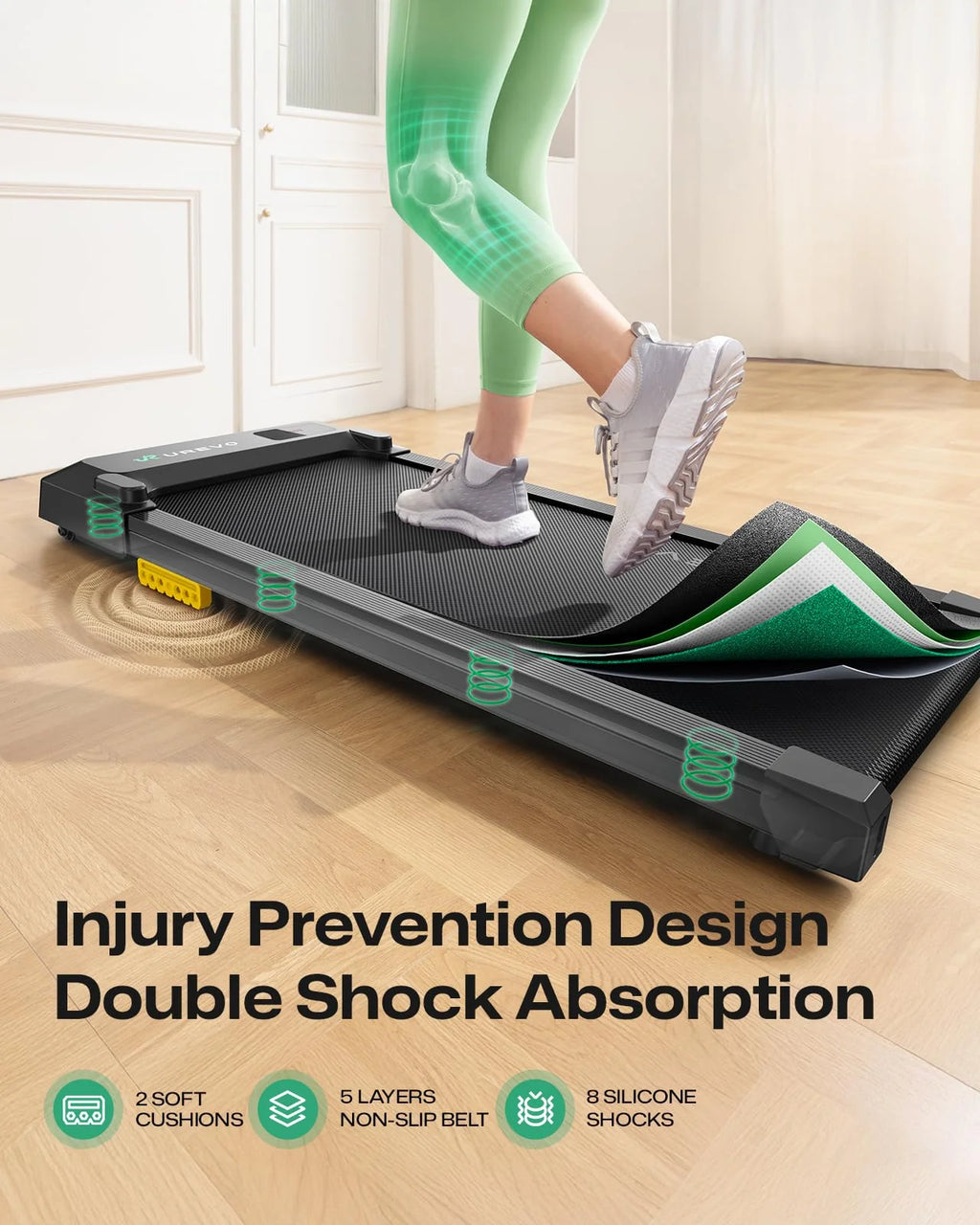 UREVO Smart Walking Pad, Compact Under Desk Treadmill(Black)