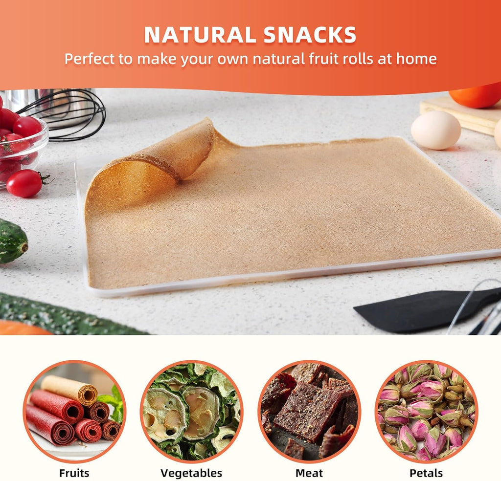 Commercial Large 10 Trays Food Dehydrator, Usable Area up to 17ft2, 1000W Detachable Full Stainless Steel Dryer Machine, up to 190℉ Temperature, for Meat, Fruit, Beef, Herbs, and Pet Food(5-Pack Silicon Trays with Edge)