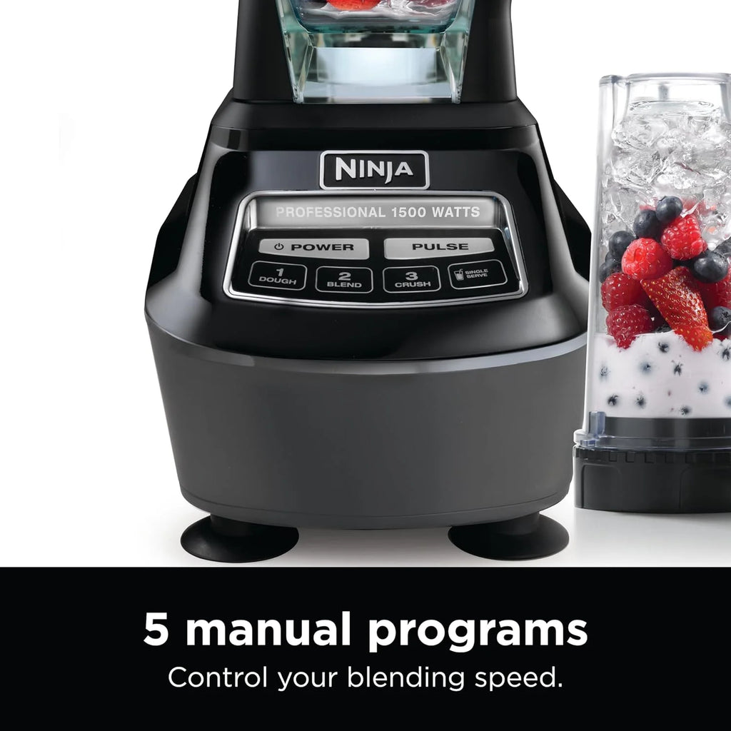Ninja Blender, Mega Kitchen System, 1500W, 4 Functions for Smoothies, Processing, Dough, Drinks  More, with 72 Blender Pitcher, 64 Processor Bowl, 2 Nutri Cups + Lids, Black, BL770(Pitcher+Bowl+(2) 18-oz. Cups)