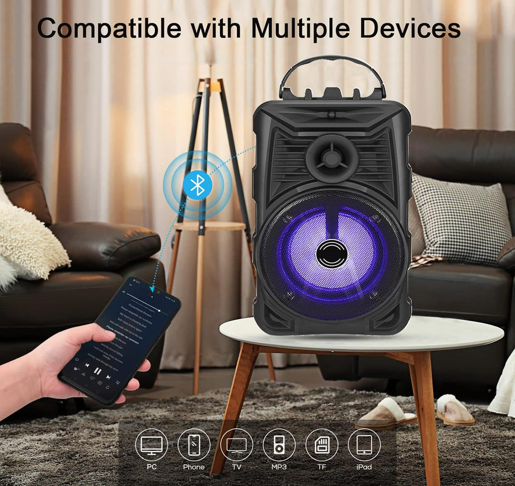 Portable Bluetooth Speaker, RGB Multi-Colors Rhythm Lights, Up to 8H Playtime, IPX5 Waterproof Speaker with HD Sound, TWS Pairing, Wireless Speakers for Home, Party, Outdoor(1PC)