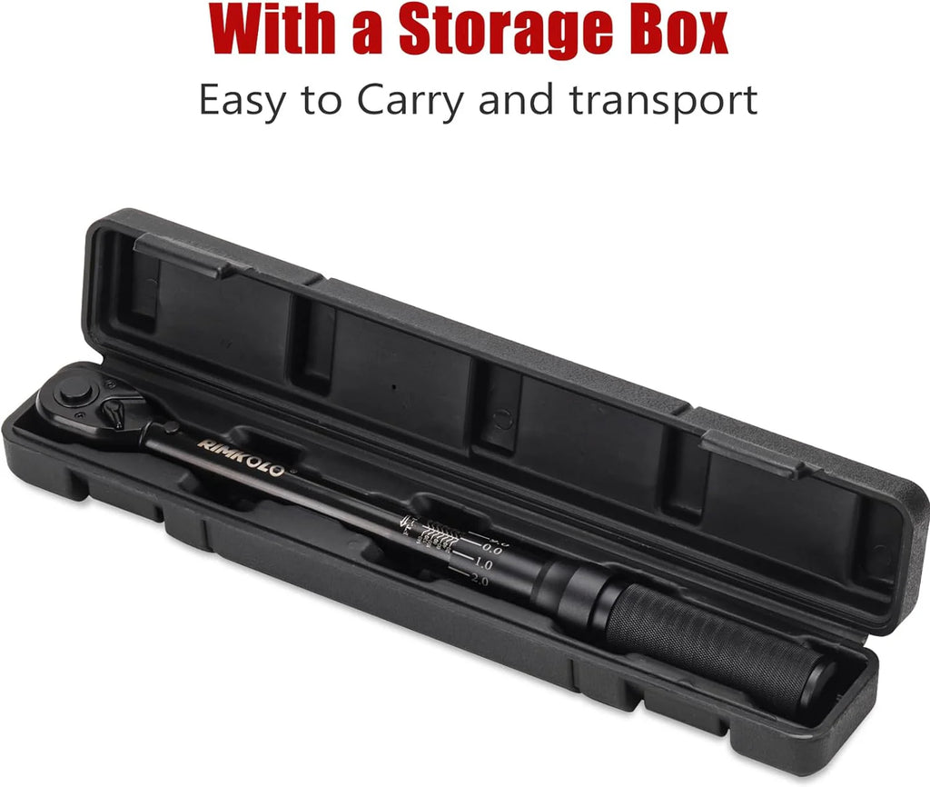 1-Inch Drive Click Torque Wrench, Dual-Scale Adjustable Torque Wrench Set with a Hex Key 200-1000ft.lb / 271-1356.7Nm(3/4)