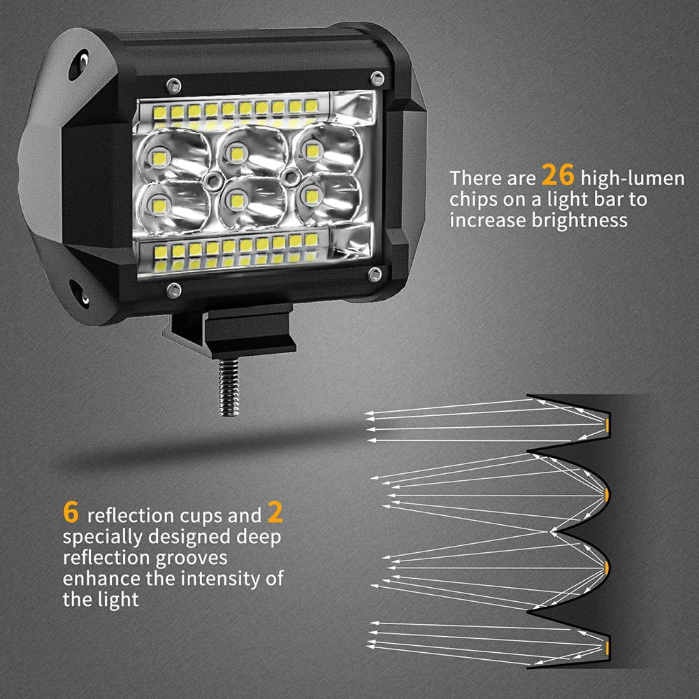 Bar, LED Light Bay 4 inch 78W 5000lm LED Truck Working Light Spotlight Car light Strip LED Light Bay 12V 24V Boat Pickup ATV UTV RV Spotlight, 10Pack