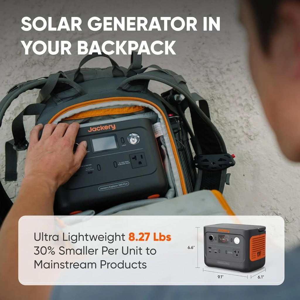 Portable Power Station Explorer 300, 293Wh Backup Lithium Battery, 110V/300W Pure Sine Wave AC Outlet, Solar Generator for Outdoors Camping Travel Hunting Blackout (Solar Panel Optional)(Solar Generator 300 Plus 100W)