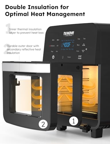 Nuwave Brio Air Fryer Oven, 15.5Qt X Large Family Size, SS Rotisserie Basket Skewer Kit, Reversible Ultra Non Stick Grill/Griddle Plate, Powerful 1800W, Integrated Smart Thermometer,Black : Home  Kitchen(7.25QT Brio Air Fryer)