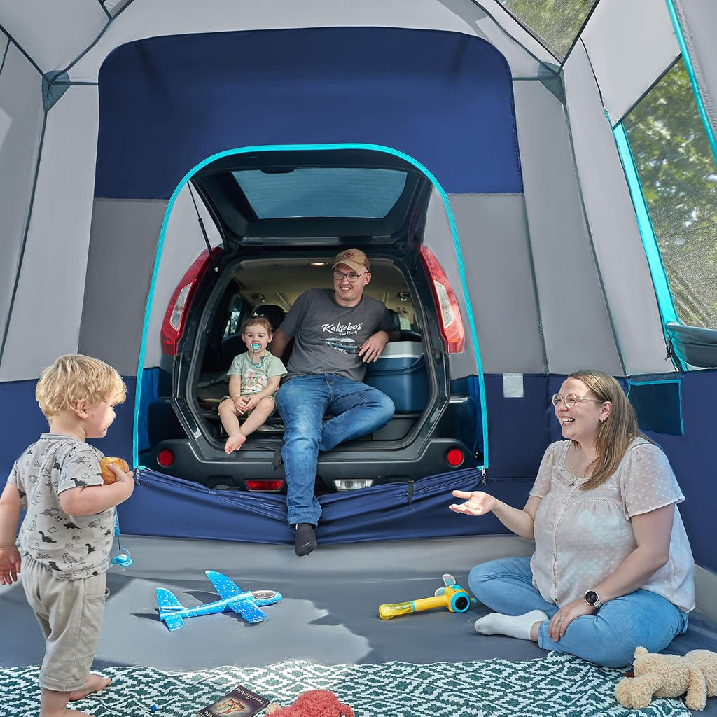 5-9 Person SUV Tent with Screen Porch and Awning for Family Camping, Weather Resistant and Portable Van or Car Tent, Includes Rainfly and Storage Bag, 13' W X 10' L X 7.1' H(Green)