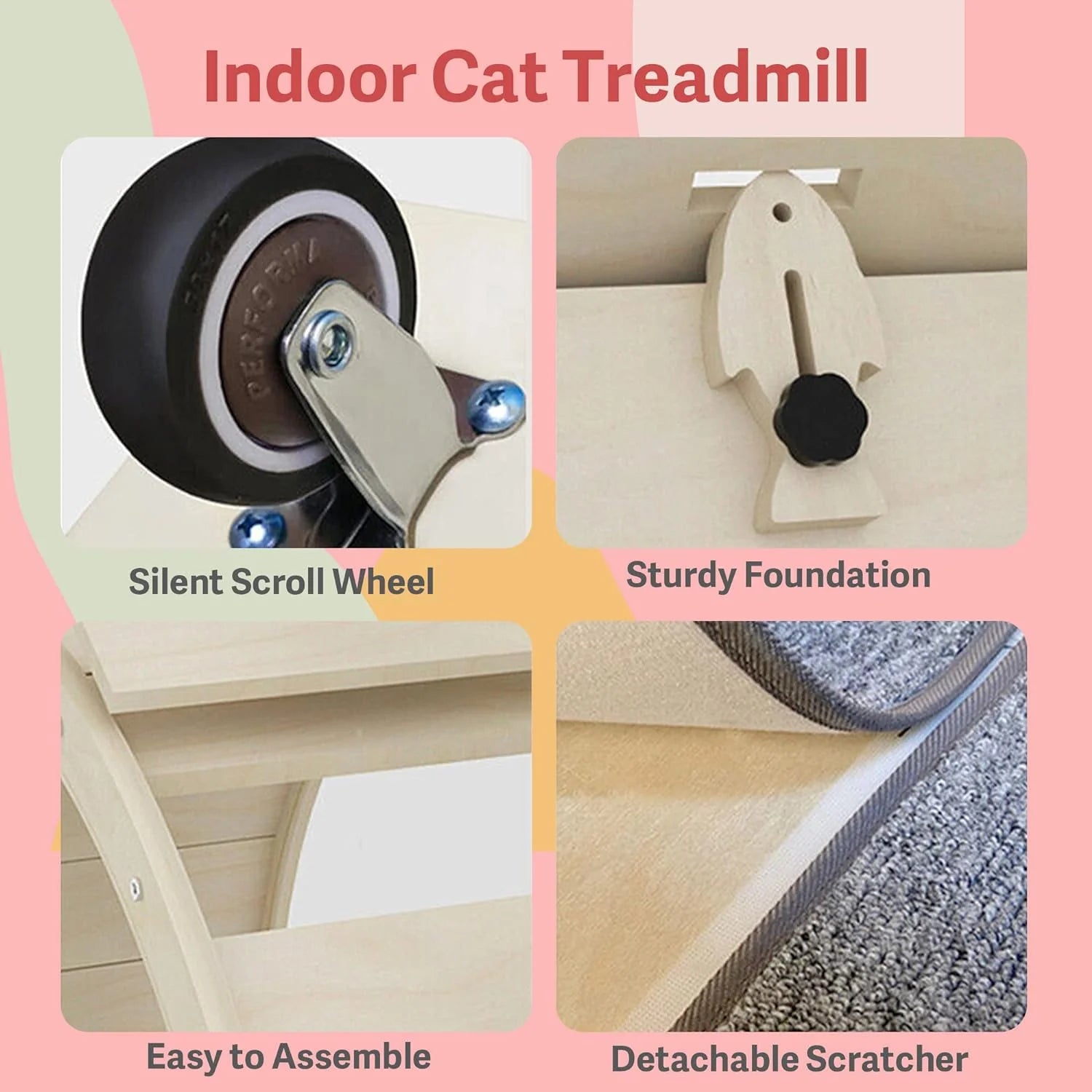 Cat Felix,Cat Wheel, Cat Exercise Wheel for Indoor, Easy Assembled Cat Treadmill for Fitness and Healthy, Cats Loss Weight Device (Pink) (White)(BLACK)