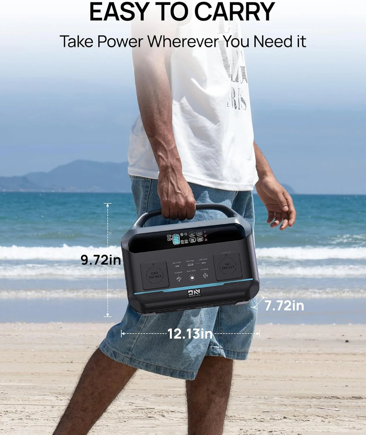 Portable Power Station 56000mAh, 179.2Wh LiFePO4 Battery Backup w/ 2 300W (Peak 600W) AC Outlets, 1.5hrs Fast Charging, Power Bank for Hurricane Emergency/Outdoor Camping/RVs/Home Use(600W-576Wh)