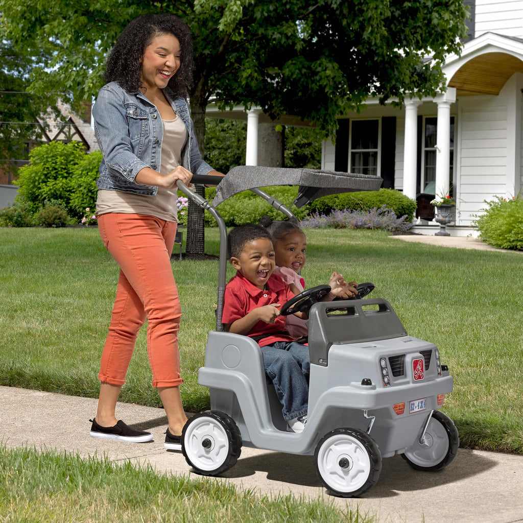 Step2 Side-by-Side Push Around SUV, Kids Push Car, 2 Seats(Blue/Large)