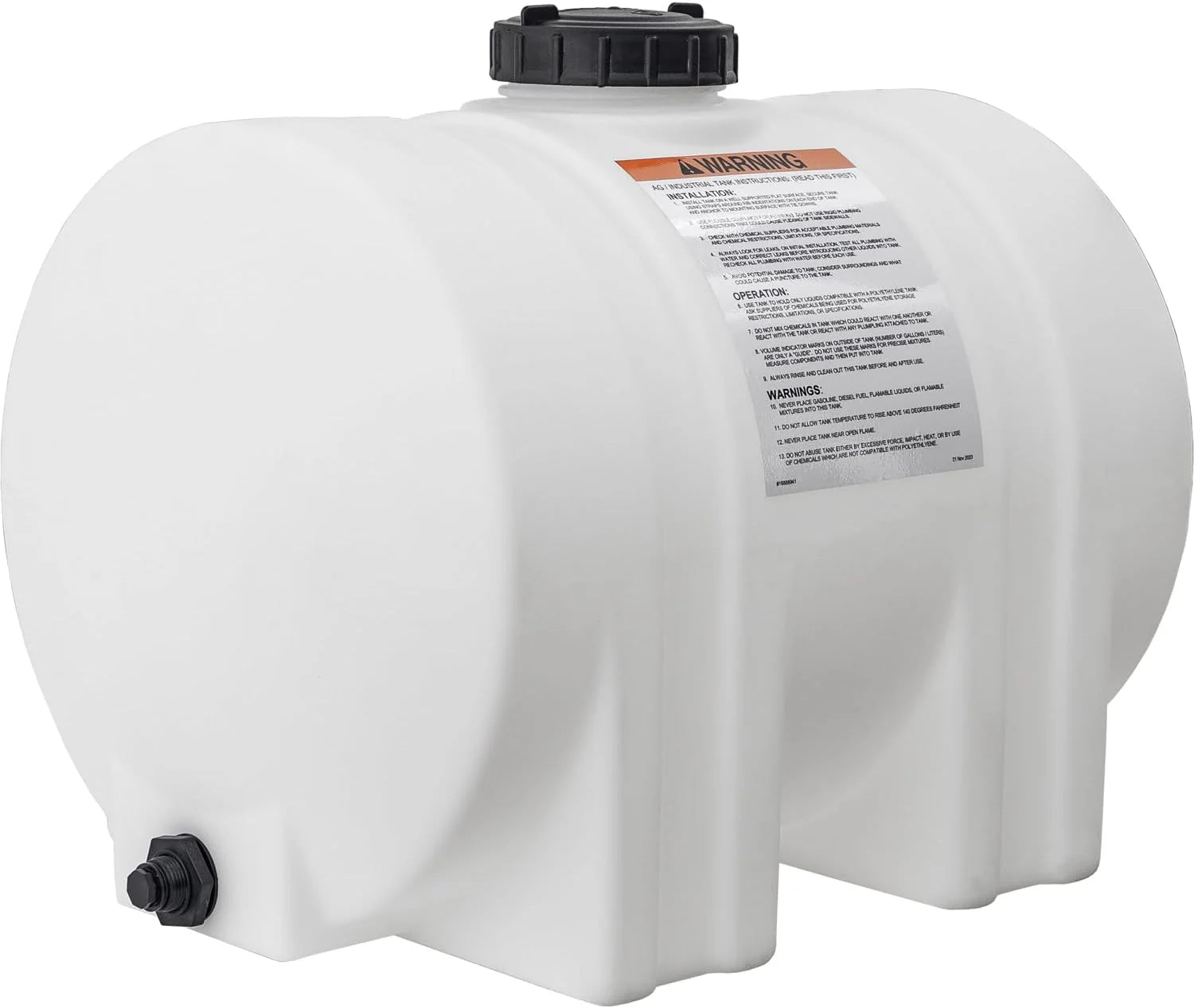 Horizontal Polyethylene Reservoir Water Tank with Legs, 550 Gallon, Made in the USA, Poly Tank for Water and Non-Flammable Liquids, Rust and Corrosion Proof(550 gallon)