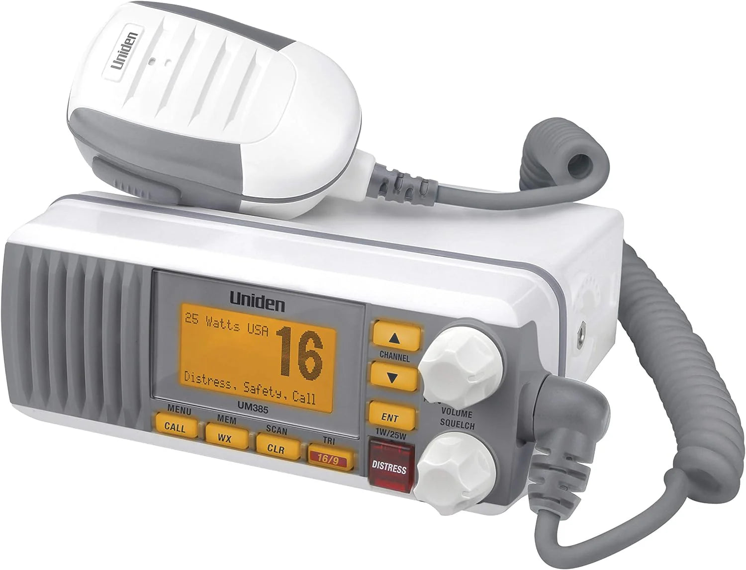 Fixed Mount Marine Vhf Radio, Waterproof IPX4 with Triple Watch, Dsc, Emergency/Noaa Weather Alert, All Usa/International/Canadian Marine Channels, Memory Channel Scan, White(Radio/White and grey)