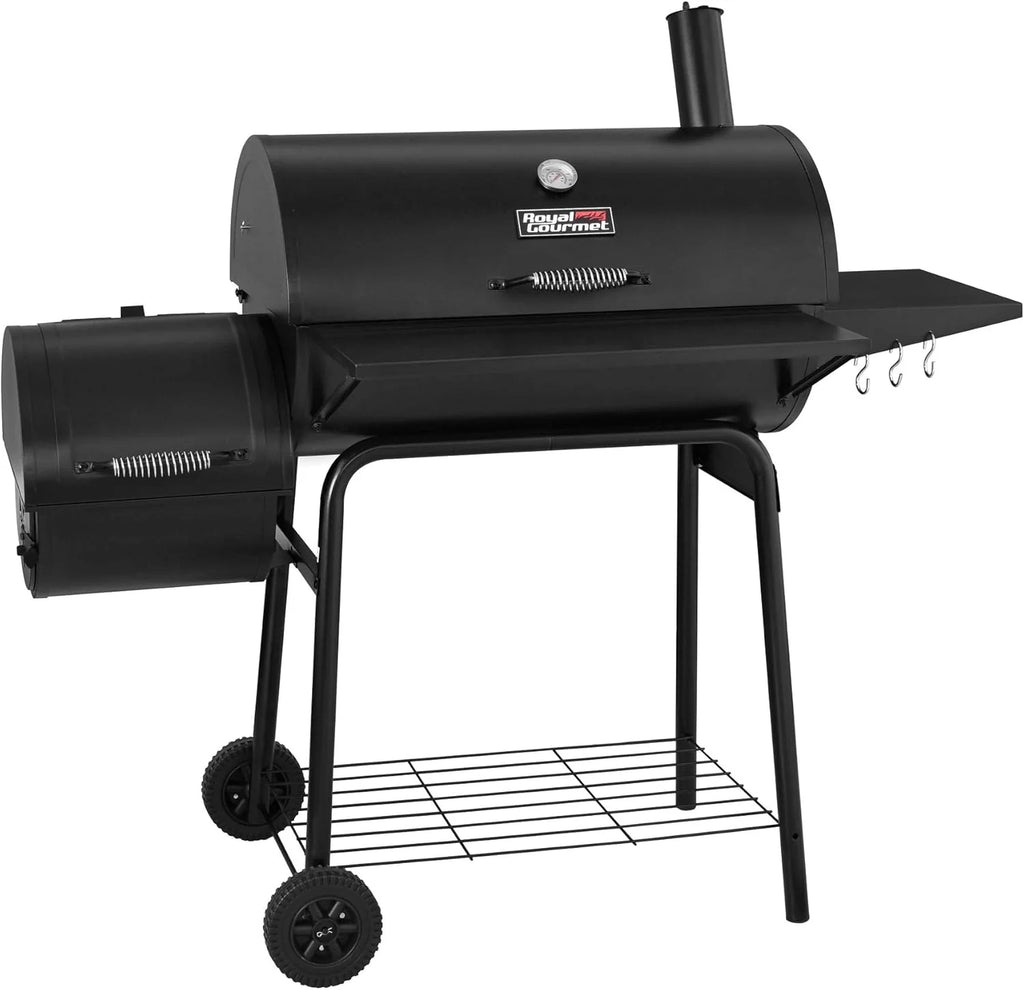 CC1830S 30" BBQ Charcoal Grill and Offset Smoker | 811 Square Inch cooking surface, Outdoor for Camping | Black(Grill  Smoker)