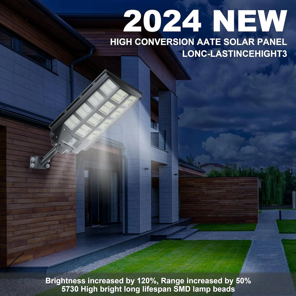 3200W Solar Street Lights Outdoor 240000 Lumens Solar Flood Lights with Remote Control  Motion Sensor, Waterproof IP66 Dusk to Dawn Solar Lights for Garden,Yard, Path, Parking Lot 2-Pack(4000W-2Pack)