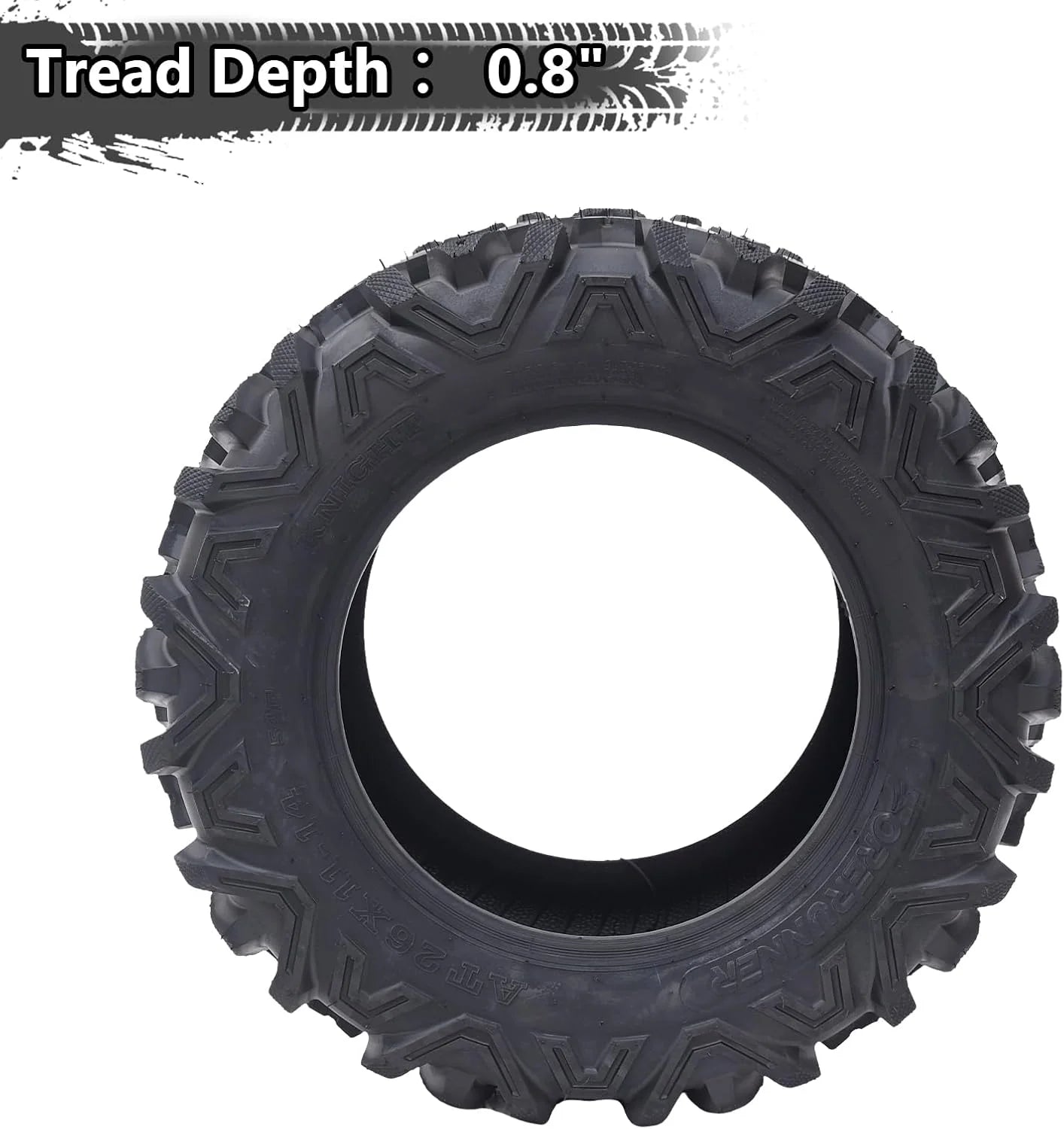 26x12x12 Atv Tires, Set of 2 Atv Tires 26x12-12 6PR, All Terrain Atv/Utv Off-Road Tires, Black(AT26x11-12-6PR)