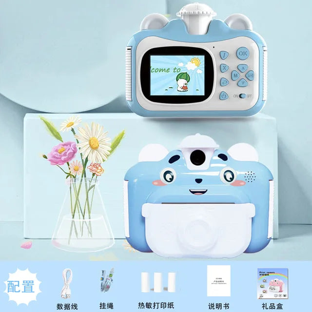 Children's Camera Instant Printing HD Camera Children's Printing Camera Thermal Instant Imaging Camera Birthday Gift(Sky blue)