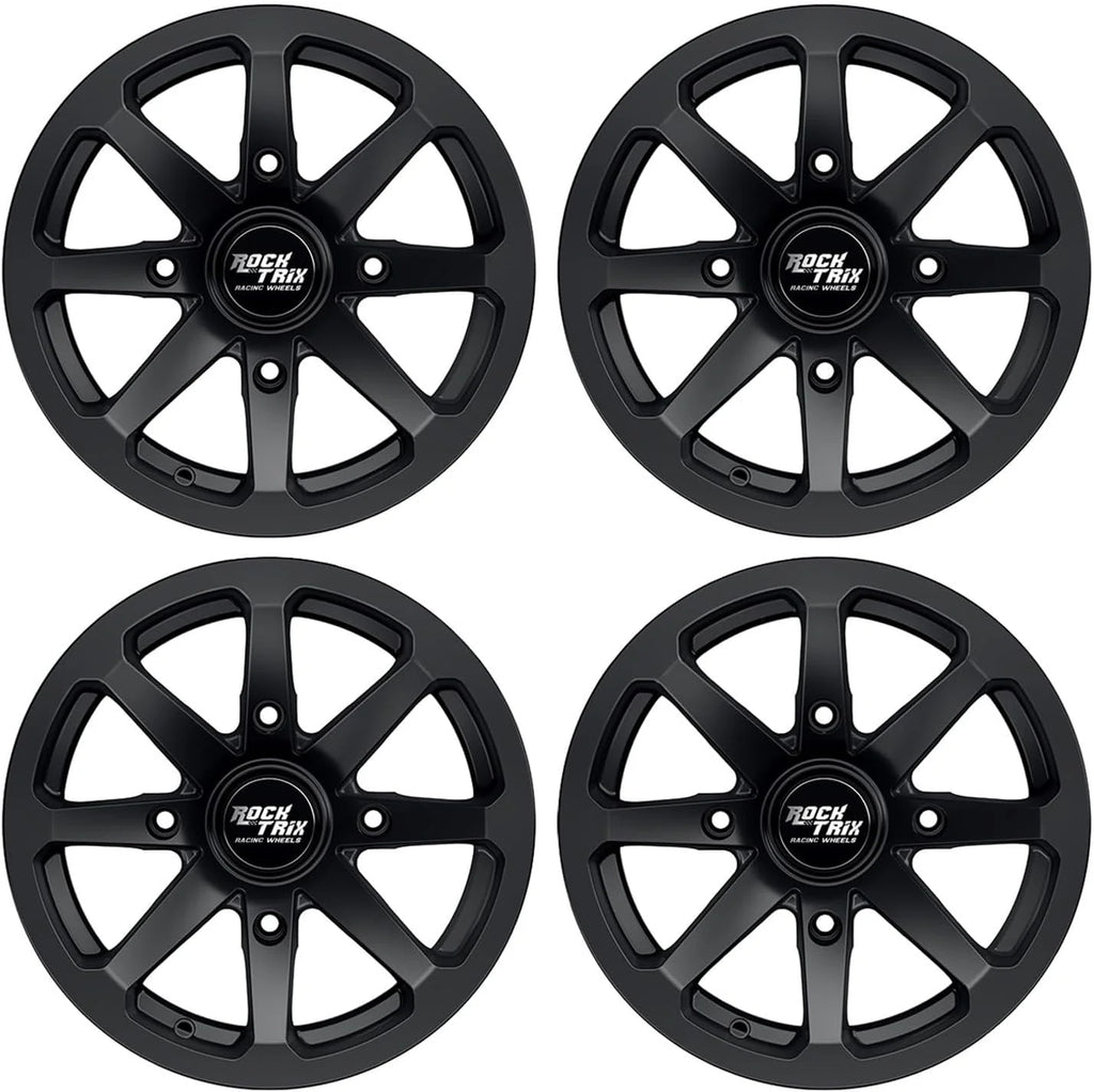 RT102 15in Wheels 15x7 4x137, 4+3 Offset, ATV UTV SxS Rims, Compatible with Can Am Commander Max Defender Max Pro Maverick X3 Maverick Trail, 4/137 Matte Black, Set of 4(14x7 (5+2))