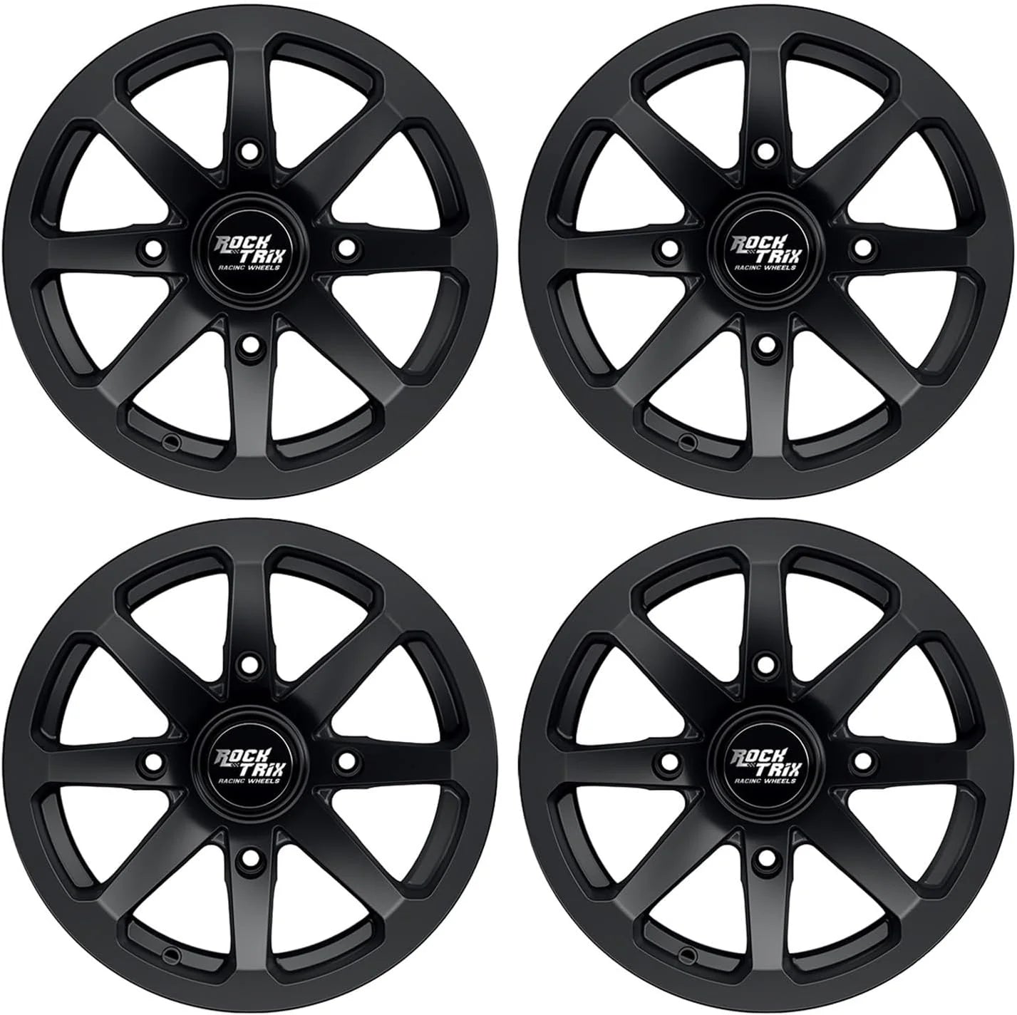 RT102 15in Wheels 15x7 4x137, 4+3 Offset, ATV UTV SxS Rims, Compatible with Can Am Commander Max Defender Max Pro Maverick X3 Maverick Trail, 4/137 Matte Black, Set of 4(14x7 (5+2))