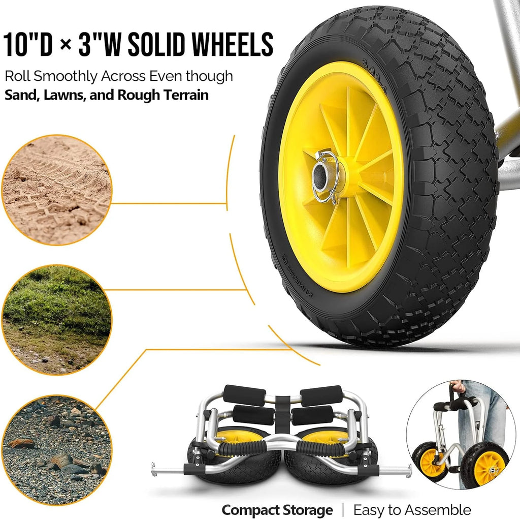 Kayak Cart Dolly Kayak Wheels Detachable Canoe Cart with Solid Tires and Kickstand Kayak Trolley(Strap for)