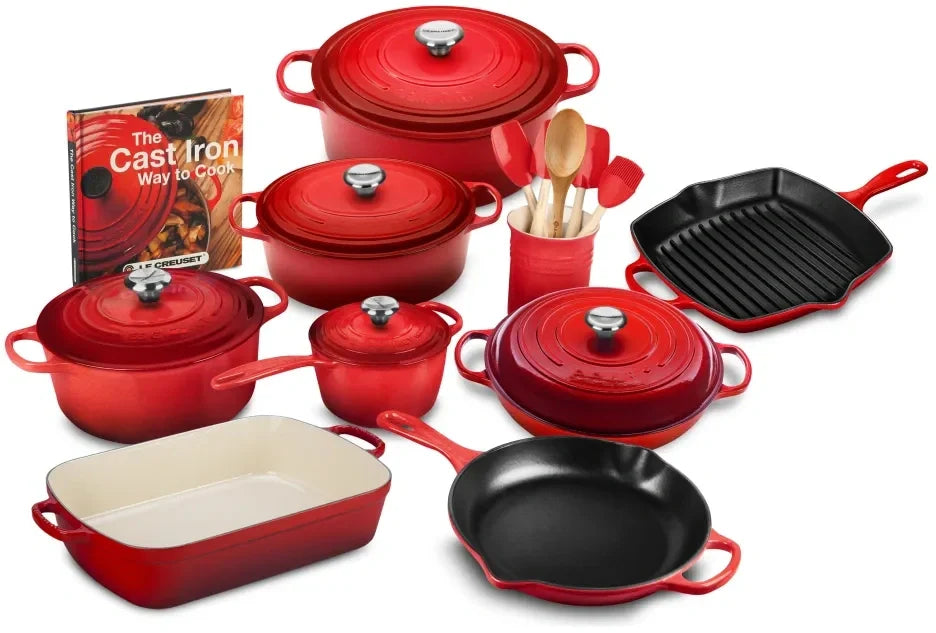 21-piece Signature Cast Iron Cookware Set(RED)