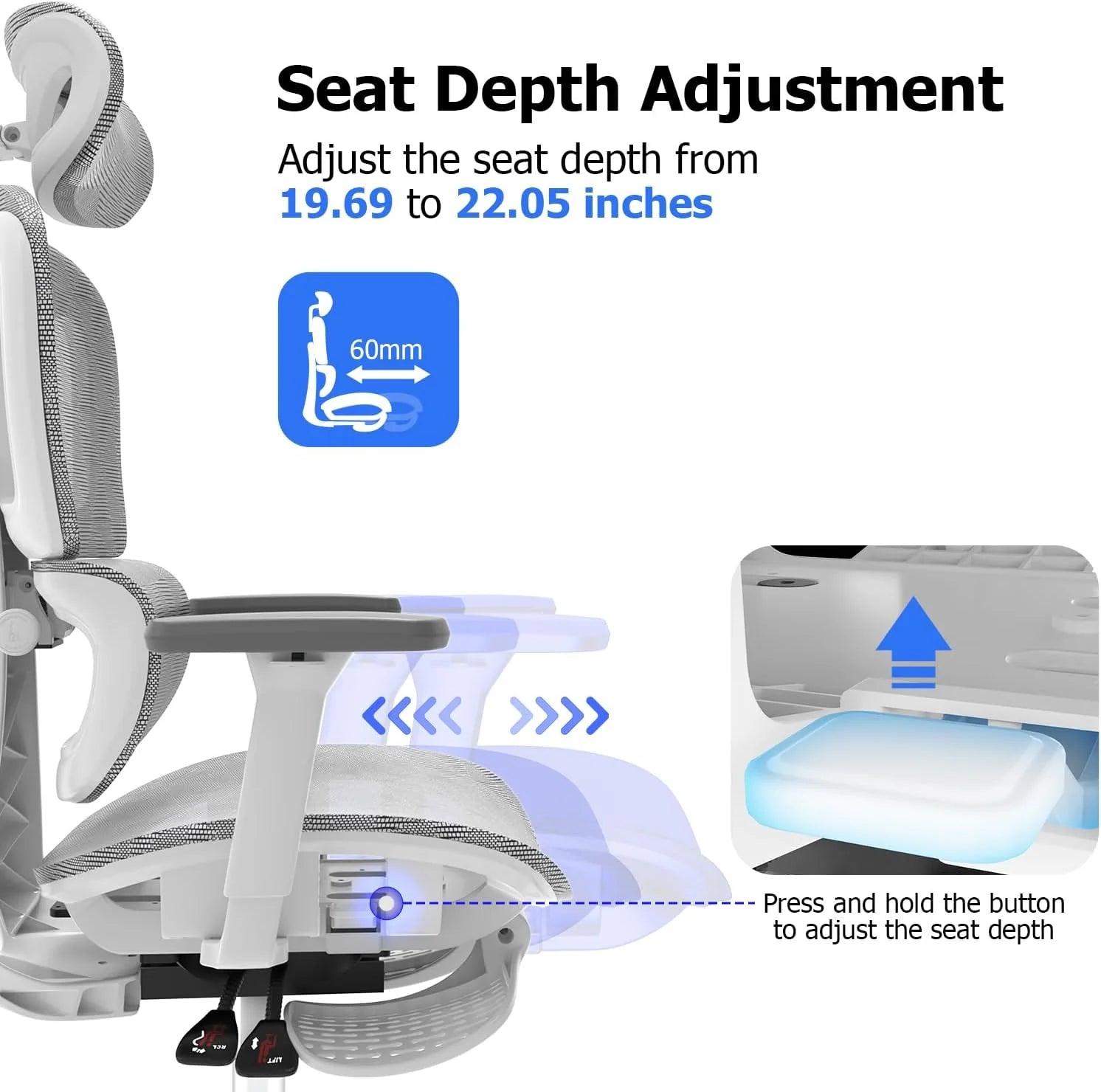 Ergo3D Ergonomic Office Chair  High Back Mesh Desk Chair with 3D Adjustable Armrests, Wheels, for Home and Office (Black)(Darkgrey-black)