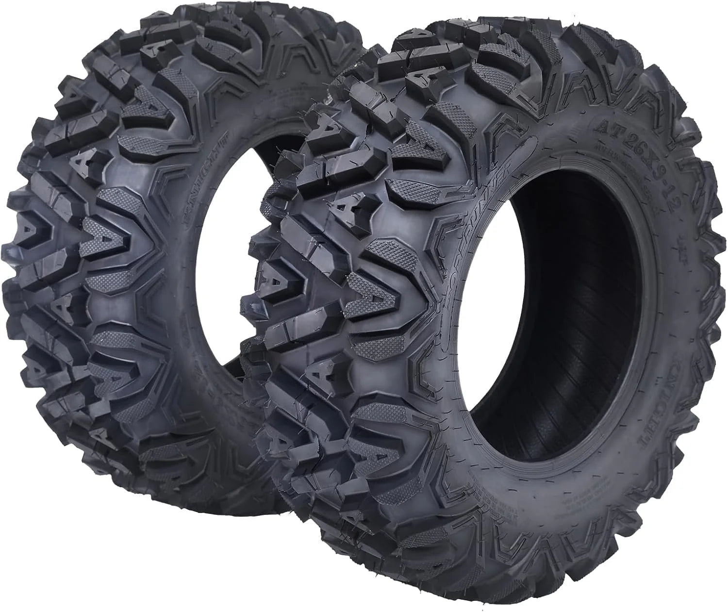 26x12x12 Atv Tires, Set of 2 Atv Tires 26x12-12 6PR, All Terrain Atv/Utv Off-Road Tires, Black(AT26x11-12-6PR)