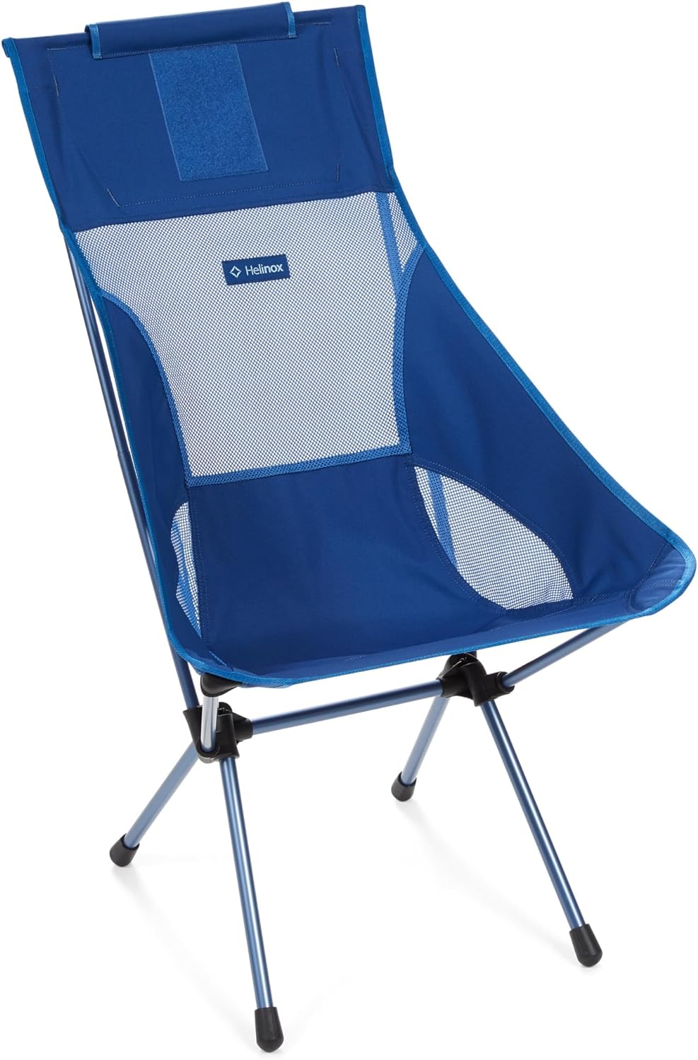 Sunset Chair Lightweight, High-Back, Compact, Collapsible Camping Chair, with Pockets, Multi Block 23(Blue Block/with Pockets)