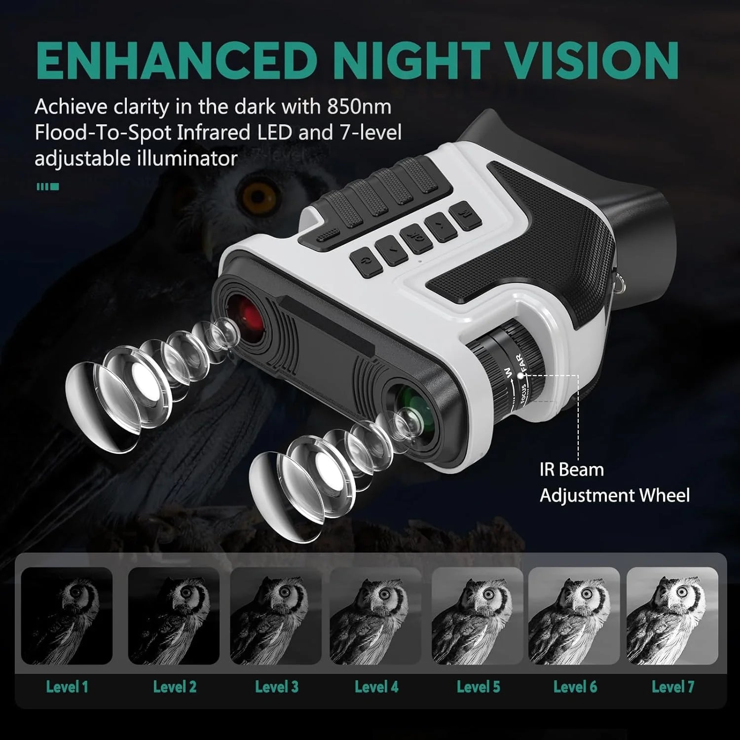 Night Vision Goggles, Night Vision Binoculars 4K Infrared Digital with 1300ft View Range, High Sensitivity Night Goggles for Hunting, Camping and Surveillance, Rechargeable, 32GB TF Card Inclu(Black and White)