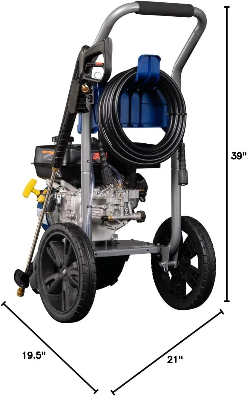 WPX3400 Gas Pressure Washer, 3400 PSI and 2.6 Max GPM, Onboard Soap Tank, Spray Gun and Wand, 5 Nozzle Set, for Cars/Fences/Driveways/Homes/Patios/Furniture(3400 Max PSI)