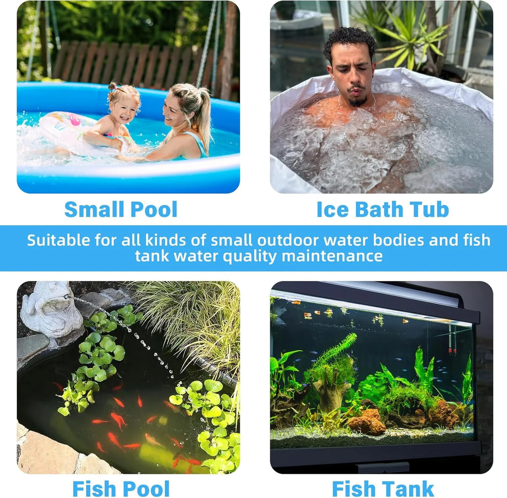 600GPH Cold Plunge Filter Small Pool Filter for Up to 1000 Gal Ice Bath Hot Tub Cloudy Water Cleaner with Green Clean Machine fof Cold Pod(600GPH)