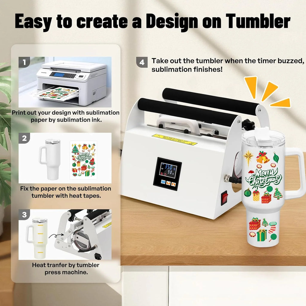 40oz Tumbler Press Tumbler Heat Press Sublimation 40 Oz Tumbler Top and Tapered Bottom Full Wrap - DIY Heat Transfer Vinyl(40oz Tumbler heat press)