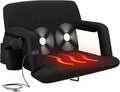 Heating Massage Stadium Seat – Deluxe Reclining Bleacher Chair with Back  Arm Support – Built-in Heater and Massager - Extra Thick, Lightweight and Waterproof with Detachable Pockets(Wide/Deluxe)