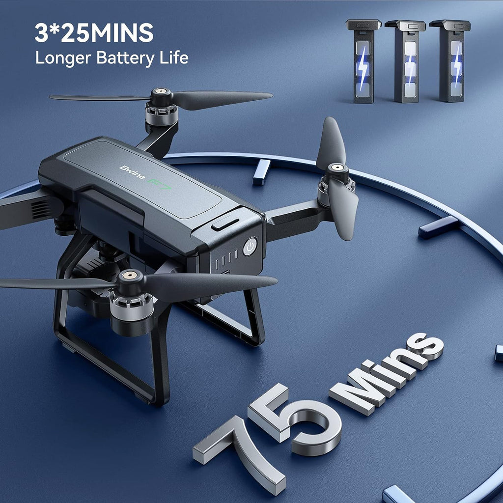 GPS Drones with Camera for Adults 4K Night Vision, 3-Aix Gimbal, 2Mile Long Range, 75Mins Flight Time Professional Drone with 3 Battery, Auto Return+Follow Me+Fly Around+Beginner Mode for Kid