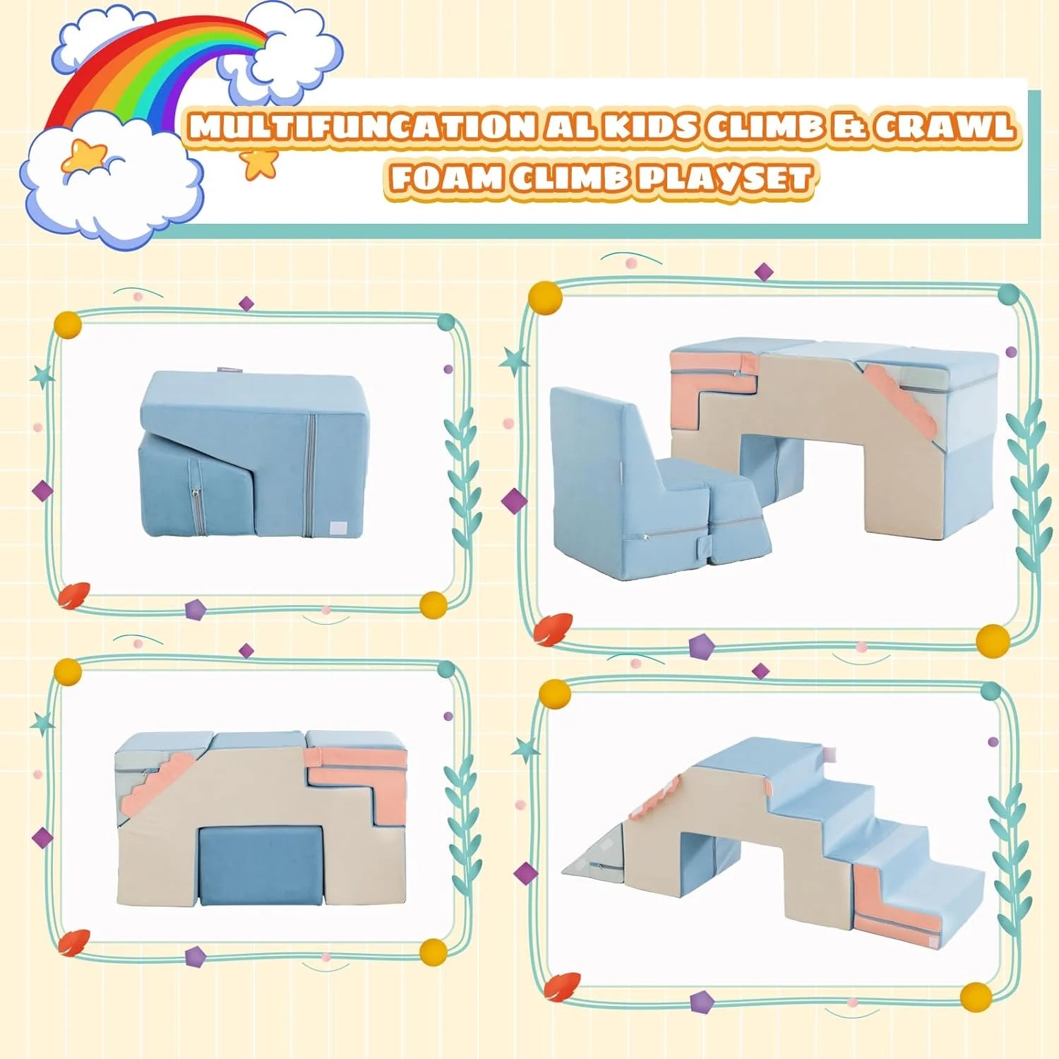 Climbing Blocks for Toddlers,Indoor Soft Climb and Crawl Play Climbing Toys for Creativity  Imagination