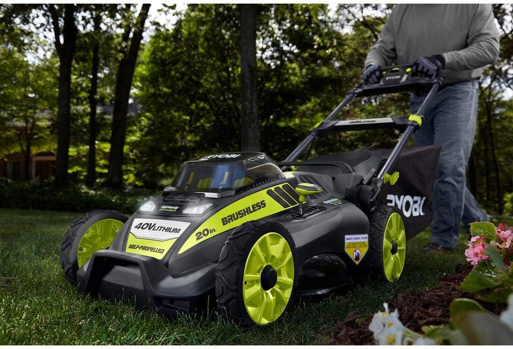 20" RY40190 40-Volt Brushless Lithium-Ion Cordless Battery Self Propelled Lawn Mower with 5.0 Ah Battery and Charger Included