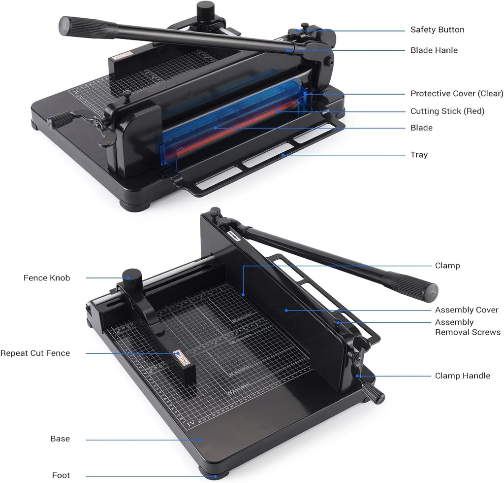 Heavy Duty Paper Cutter,12 inch Guillotine Paper Cutter,Guillotine Paper Cutters and Trimmers Cards Leather with Metal Base for Office Home School (Black, a4)(a4/Black)