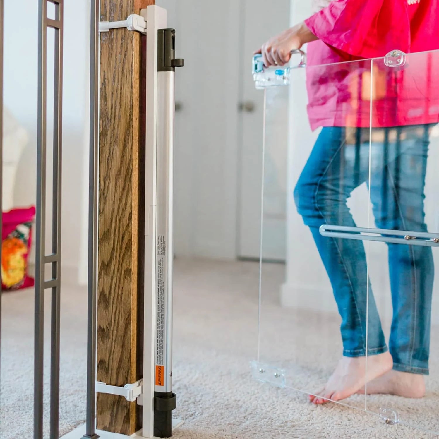 Crystal Designer Baby Safety Gate - Meets Tougher European Standards - Modern Design and Unparalleled Safety - Beauty  Safety Together at Last - Simple Installation | Hardware Mount(Crystal)