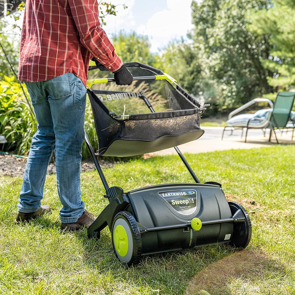21-Inch Width Leaf  Grass Push Lawn Sweeper, Black