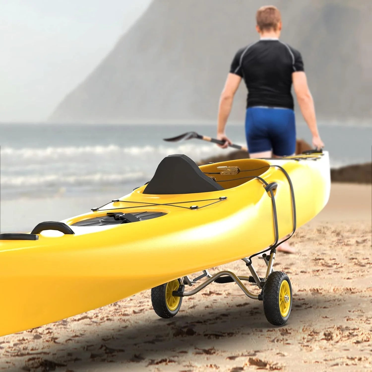 Kayak Cart Dolly Kayak Wheels Detachable Canoe Cart with Solid Tires and Kickstand Kayak Trolley(Strap for)