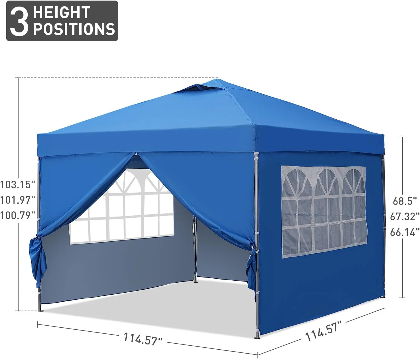 GDY 10x10 Pop Up Canopy Tent, Outdoor Canopy Tent, Patio Tent,Commercial Instant Gazebos,4 Sidewalls, Portable Shelter Canopies, with 4 sandbags, Blue.