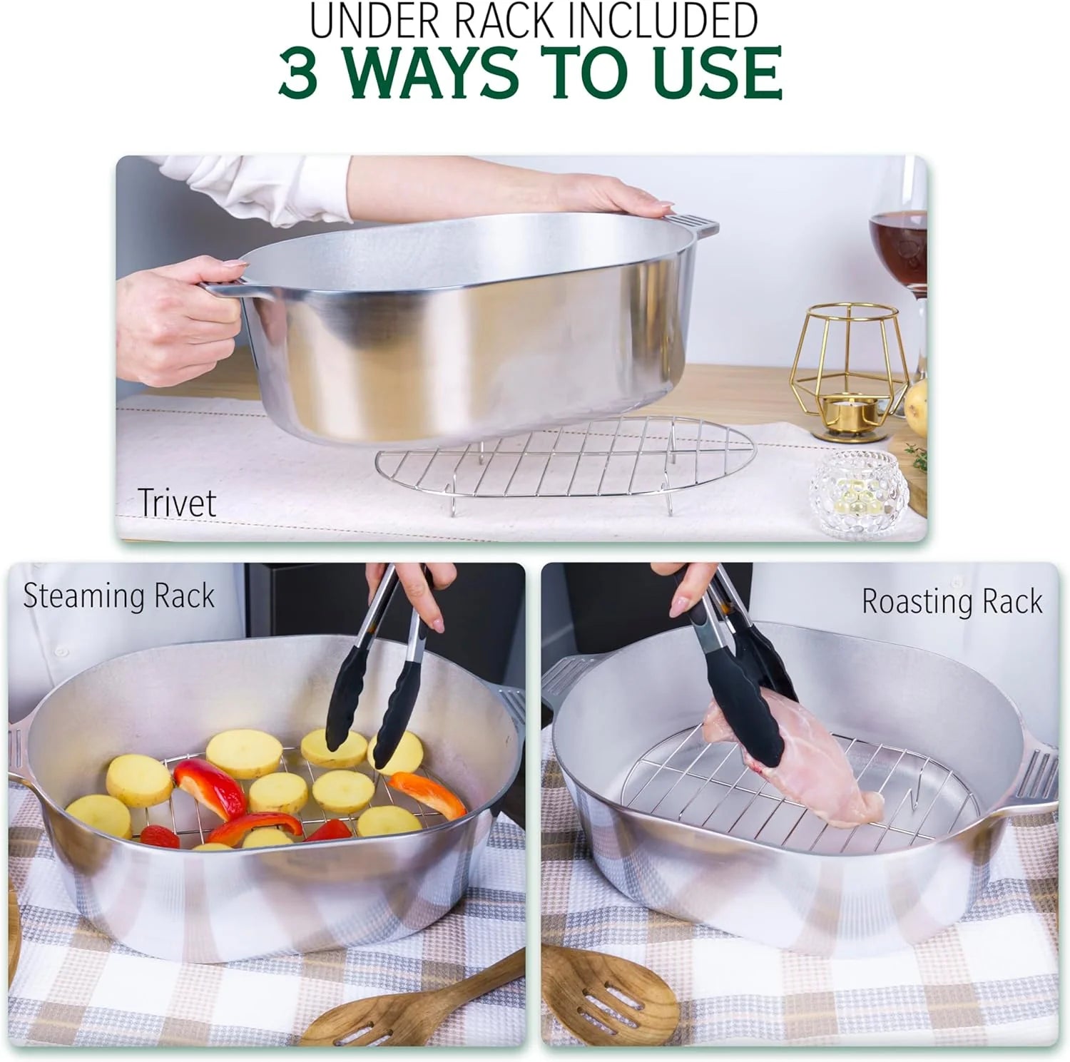 Cast Aluminum Dutch Oven - 8 Quart - Oval Dutch Oven Pot with Lid for Families and Parties - Lightweight Cajun Cookware with Ideal Heat Distribution - Oval Roaster Pan with Lid (13 Inch)(11 Inch)