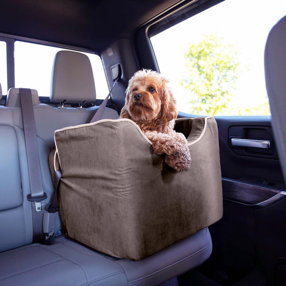 Dog Booster Car Seat for Small Dogs 515lbs, Anti-Car Sickness, Washable Cover(Khaki Quilted)