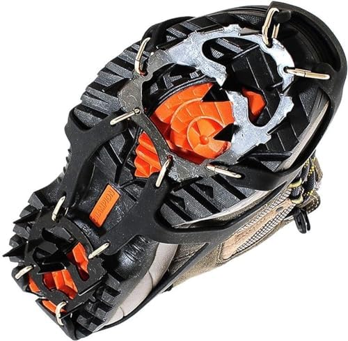 18-Teeth Anti-Slip Ice Snow Grips, Shoe Boot Traction Cleats, Durable Winter Safety Ice Cleats for Hiking Walking Outdoor(One Color/L size 41 46)