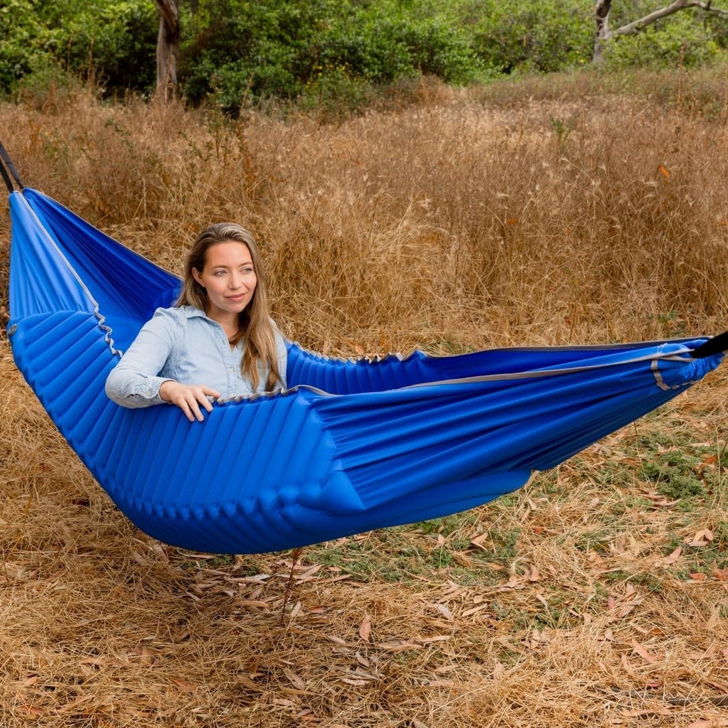 Lnsulated Hammock, Double-Wide Camping Sleeping Pad  Waterproof Beach Blanket All in One - Features Built-in Adjustable Pillow, Carabiners, Tree Straps  Waterproof QuickPump? Stuff Sack