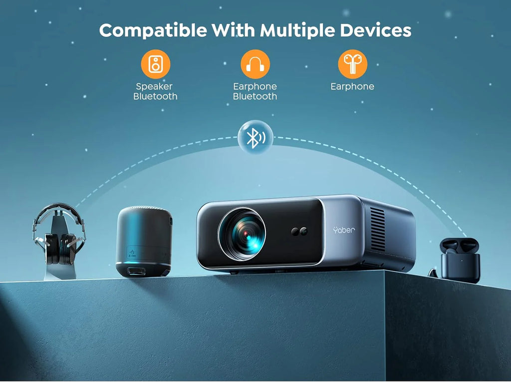 [Auto Focus/4K Support] Projector with WiFi 6 and Bluetooth 5.2, Native 1080P Outdoor Movie Projector, Auto 6D Keystone  50% Zoom, Home Theater Projector for Phone/TV Stick/PC(Grey/Mini)