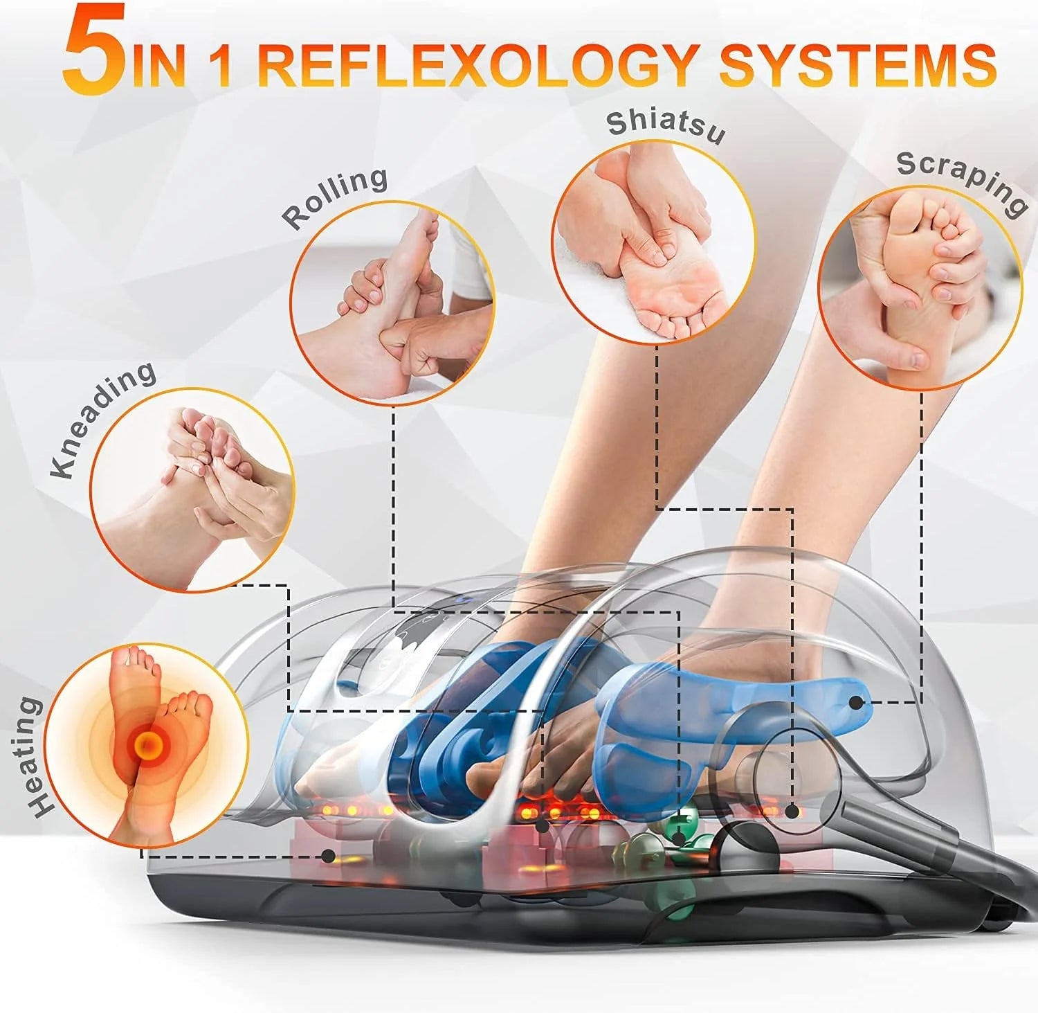 Shiatsu Foot Massager with Heat-Foot Massager Machine for Neuropathy, Plantar Fasciitis and Pain Relief-Massage Foot, Leg, Calf, Ankle with Deep Kneading Heat Therapy, Gift for Mother's Day(Gray)