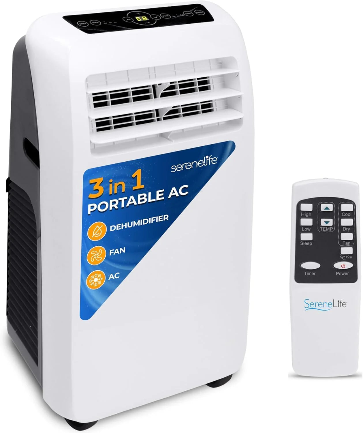 3-in-1 Portable Air Conditioner with Built-in Dehumidifier Function,Fan Mode, Remote Control, Complete Window Mount Exhaust Kit(12，000 BTU + HEAT)
