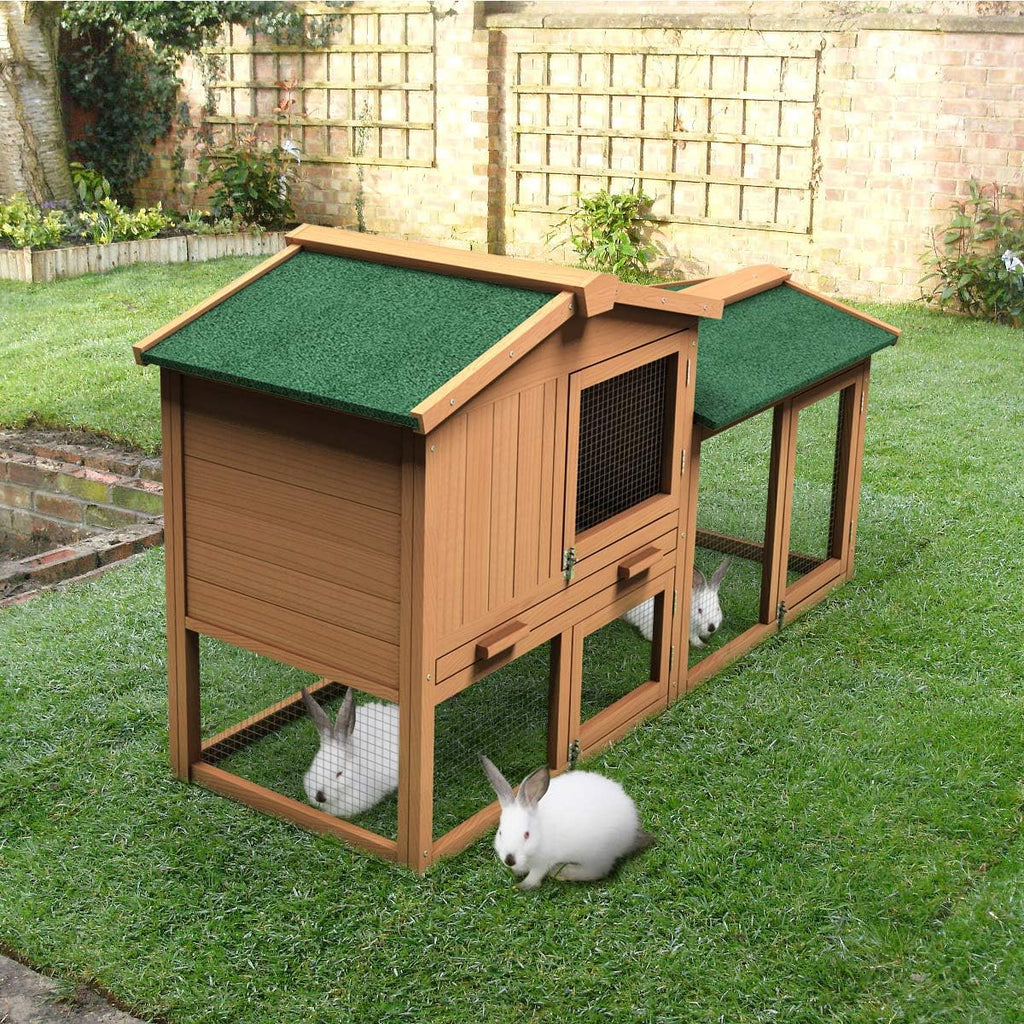 58" Wooden Chicken Coop with Nesting Box  Tray, Outdoor Rabbit Hutch (58x21x34)